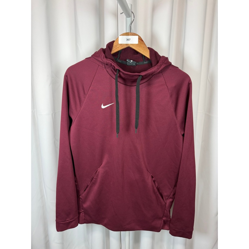 Nike Dri-FIT Mens Training Hoodie Burgundy Maroon Fleece Sweatshirt Medium